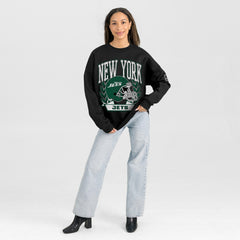 New York Jets Gameday Couture Women's Oversized Victory Lane Black Label Premium Fleece Sweatshirt Black | NFL