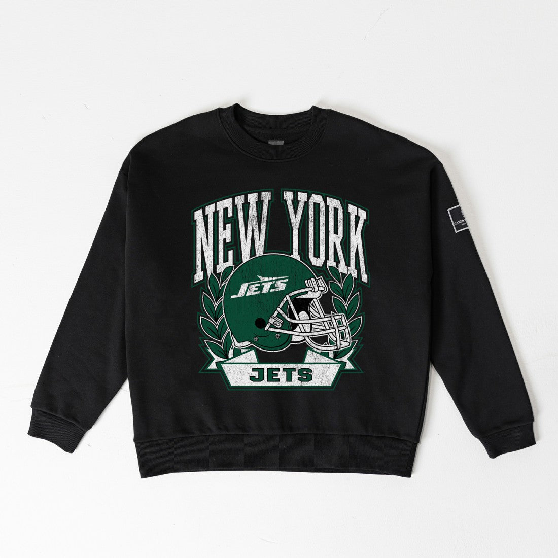 New York Jets Gameday Couture Women's Oversized Victory Lane Black Label Premium Fleece Sweatshirt Black | NFL