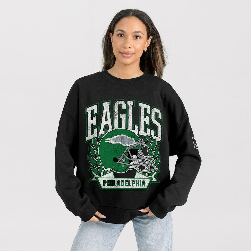 Philadelphia Eagles Gameday Couture Women's Oversized Victory Lane Black Label Premium Fleece Sweatshirt Black | NFL