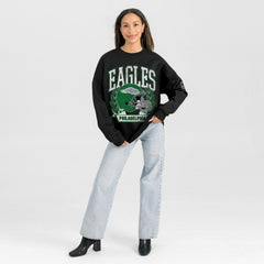 Philadelphia Eagles Gameday Couture Women's Oversized Victory Lane Black Label Premium Fleece Sweatshirt Black | NFL