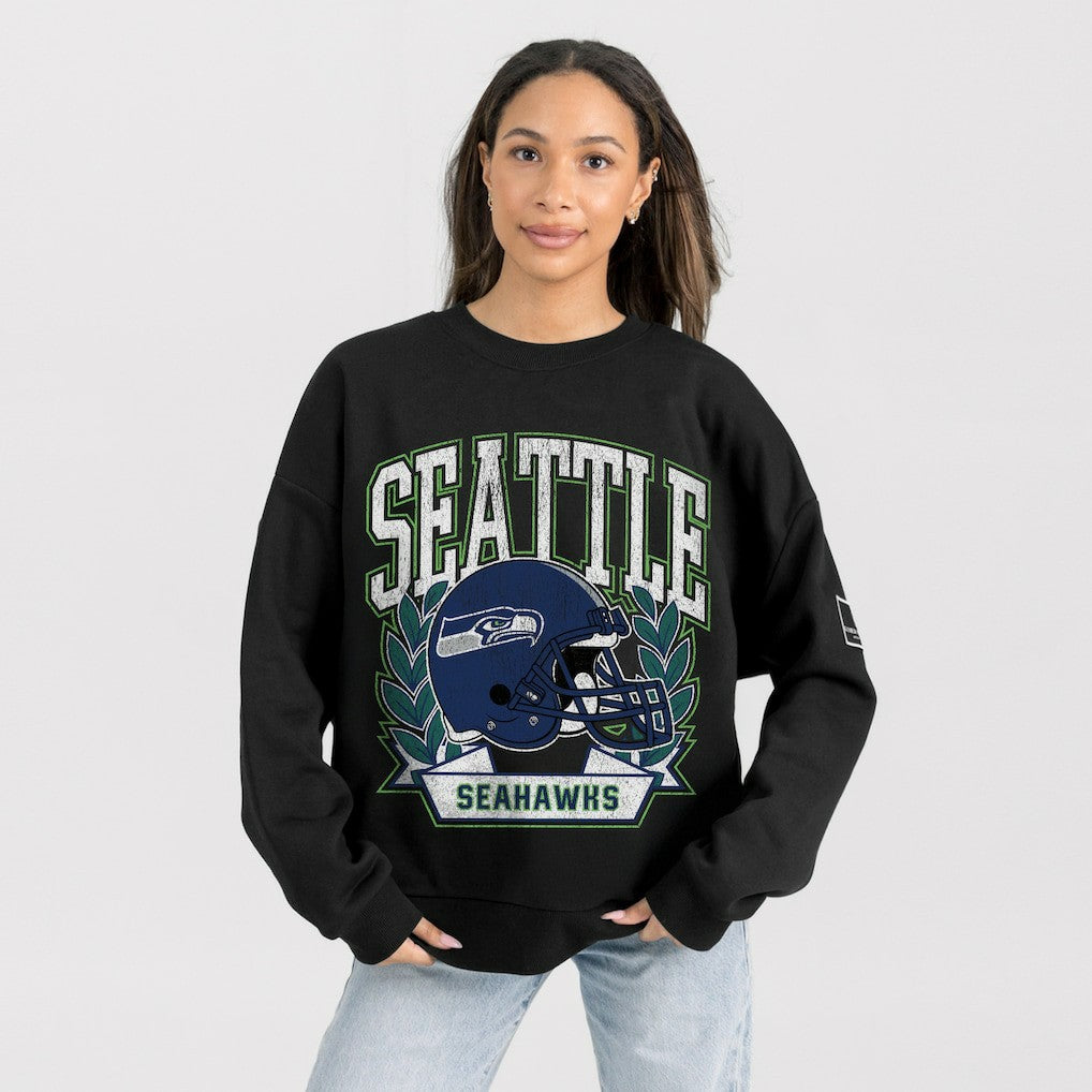 Seattle Seahawks Gameday Couture Women's Oversized Victory Lane Black Label Premium Fleece Sweatshirt Black | NFL