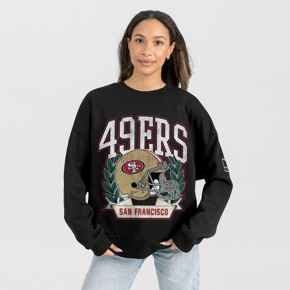 San Francisco 49ers Gameday Couture Women's Oversized Victory Lane Black Label Premium Fleece Sweatshirt Black | NFL