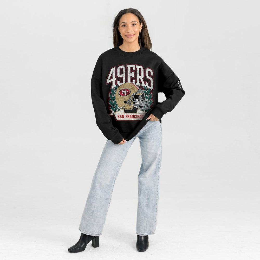San Francisco 49ers Gameday Couture Women's Oversized Victory Lane Black Label Premium Fleece Sweatshirt Black | NFL