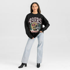 San Francisco 49ers Gameday Couture Women's Oversized Victory Lane Black Label Premium Fleece Sweatshirt Black | NFL