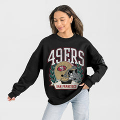 San Francisco 49ers Gameday Couture Women's Oversized Victory Lane Black Label Premium Fleece Sweatshirt Black | NFL