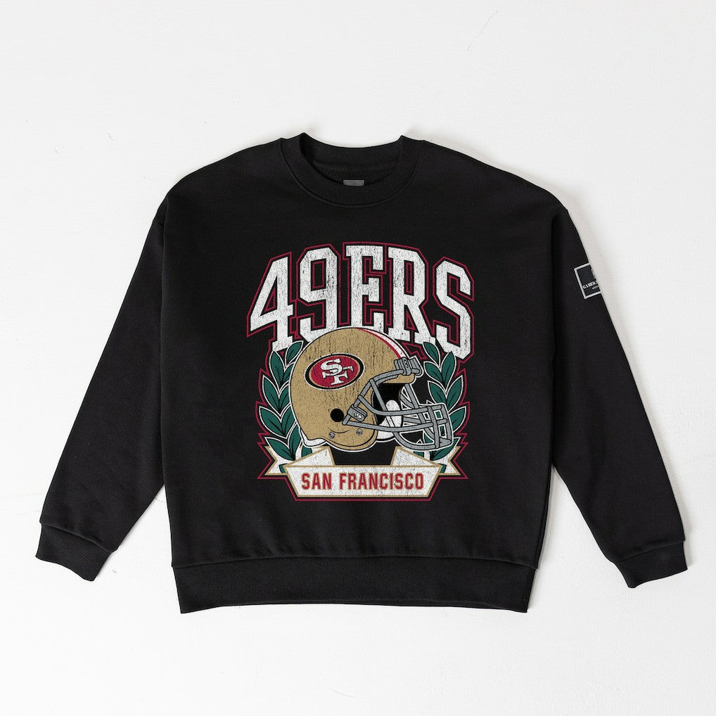 San Francisco 49ers Gameday Couture Women's Oversized Victory Lane Black Label Premium Fleece Sweatshirt Black | NFL