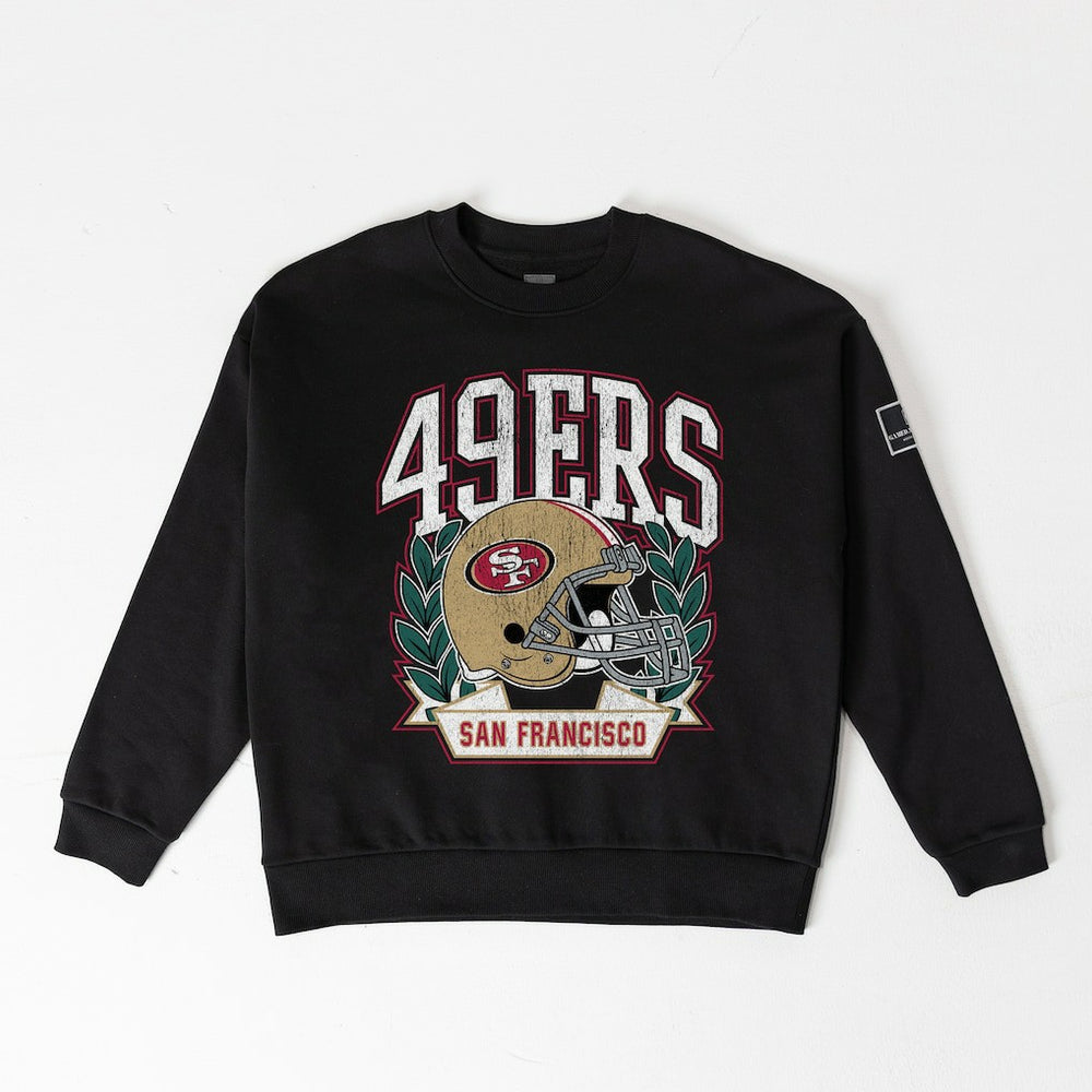 San Francisco 49ers Gameday Couture Women's Oversized Victory Lane Black Label Premium Fleece Sweatshirt Black | NFL