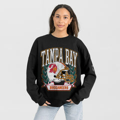 Tampa Bay Buccaneers Gameday Couture Women's Oversized Victory Lane Black Label Premium Fleece Sweatshirt Black | NFL