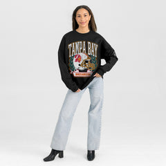 Tampa Bay Buccaneers Gameday Couture Women's Oversized Victory Lane Black Label Premium Fleece Sweatshirt Black | NFL