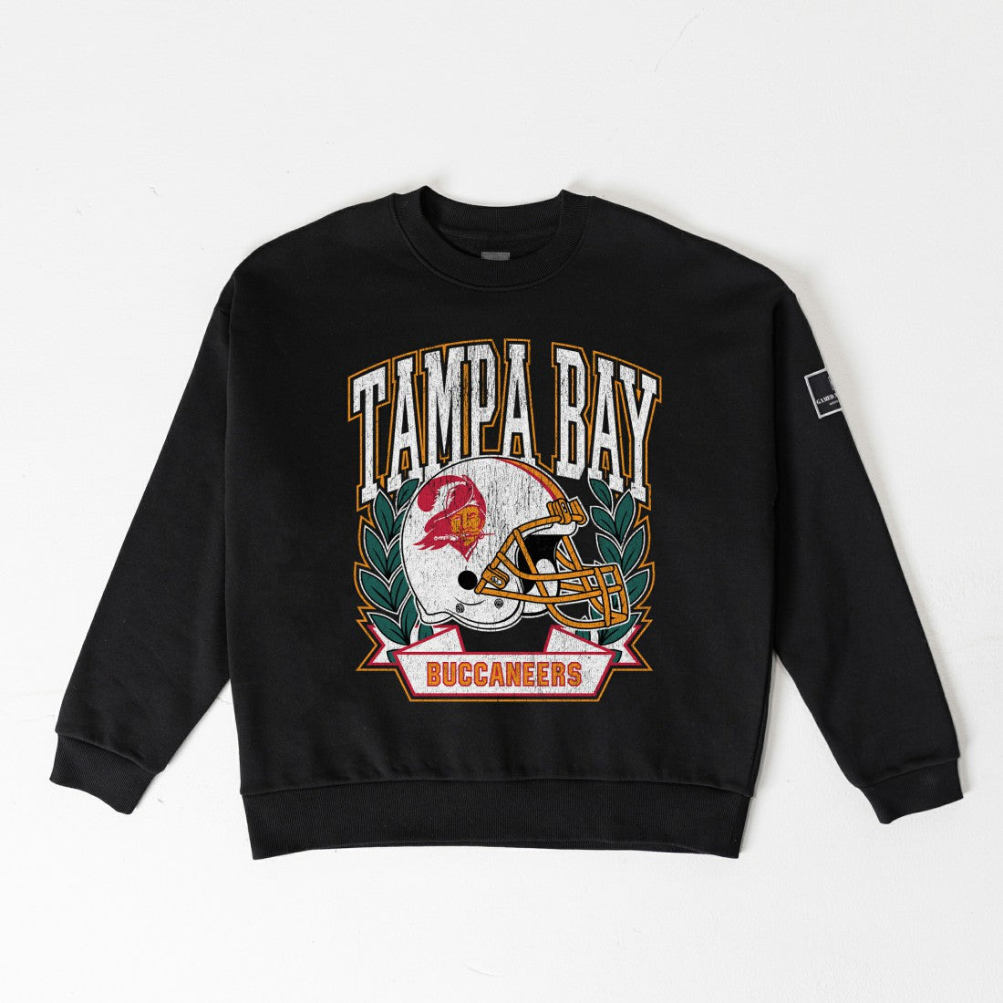 Tampa Bay Buccaneers Gameday Couture Women's Oversized Victory Lane Black Label Premium Fleece Sweatshirt Black | NFL
