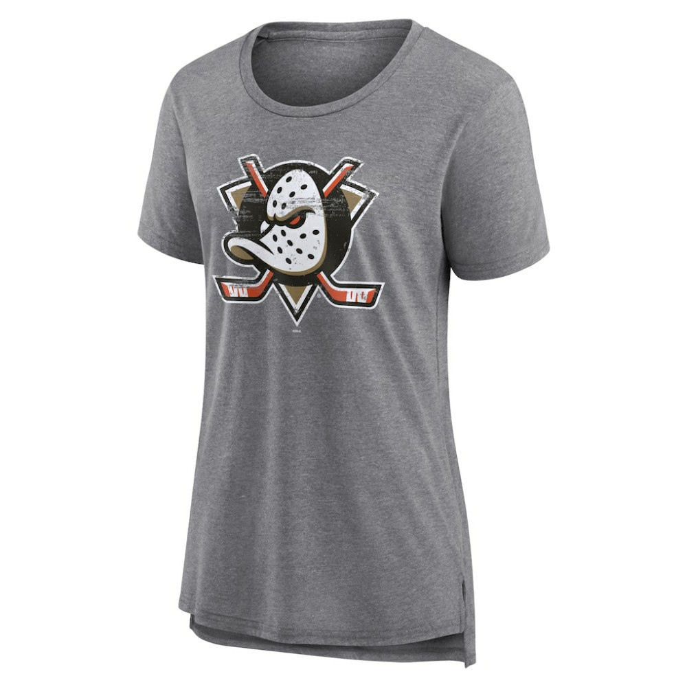 Anaheim Ducks Women's Heritage Custom Tri-Blend T-Shirt - Gray - NHL