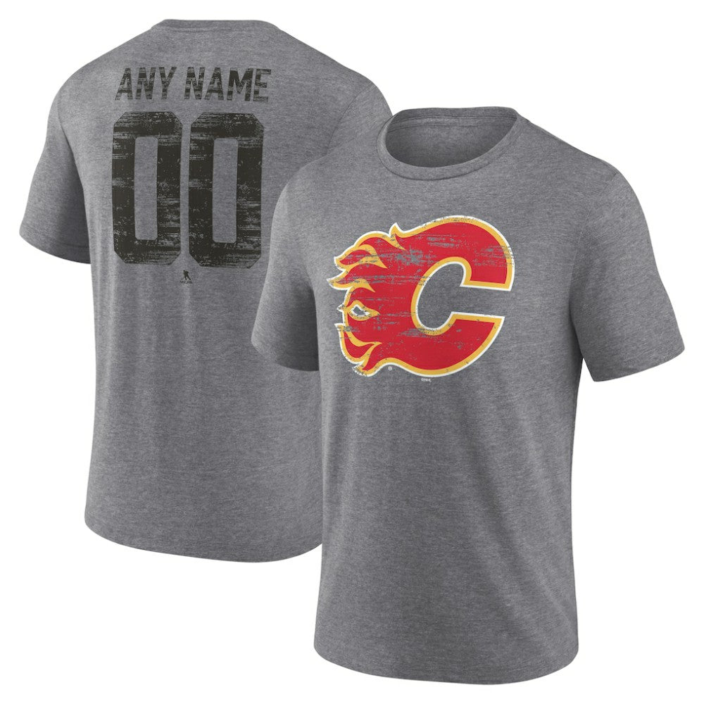 Calgary Flames Heritage Custom Tri-Blend T-Shirt - Gray - NHL