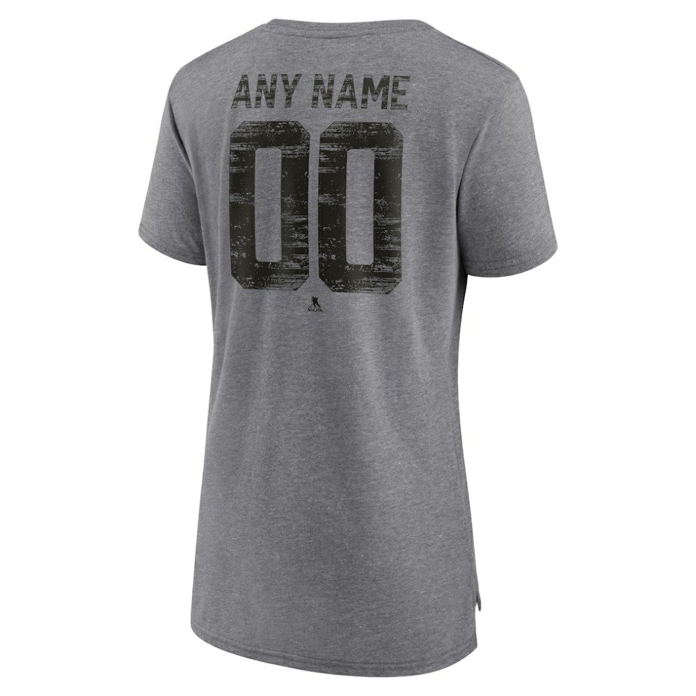 Calgary Flames Women's Heritage Custom Tri-Blend T-Shirt - Gray - NHL