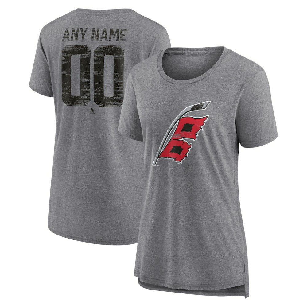 Carolina Hurricanes Women's Heritage Custom Tri-Blend T-Shirt - Gray - NHL