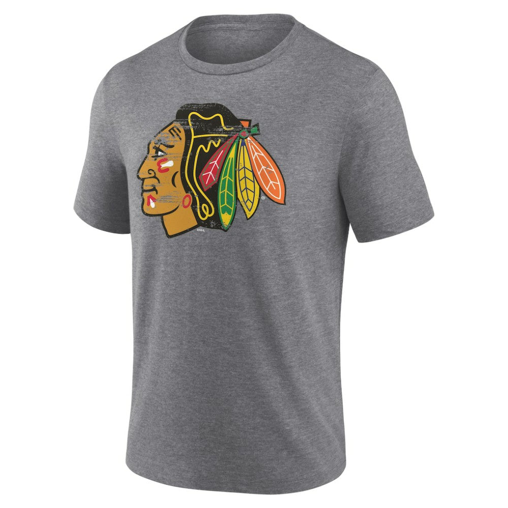 Chicago Blackhawks Heritage Custom Tri-Blend T-Shirt - Gray - NHL