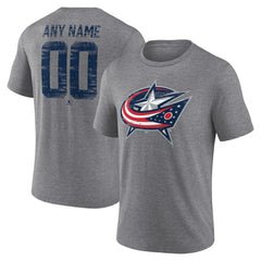 Columbus Blue Jackets Heritage Custom Tri-Blend T-Shirt - Gray - NHL