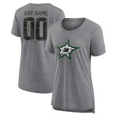 Dallas Stars Women's Heritage Custom Tri-Blend T-Shirt - Gray - NHL