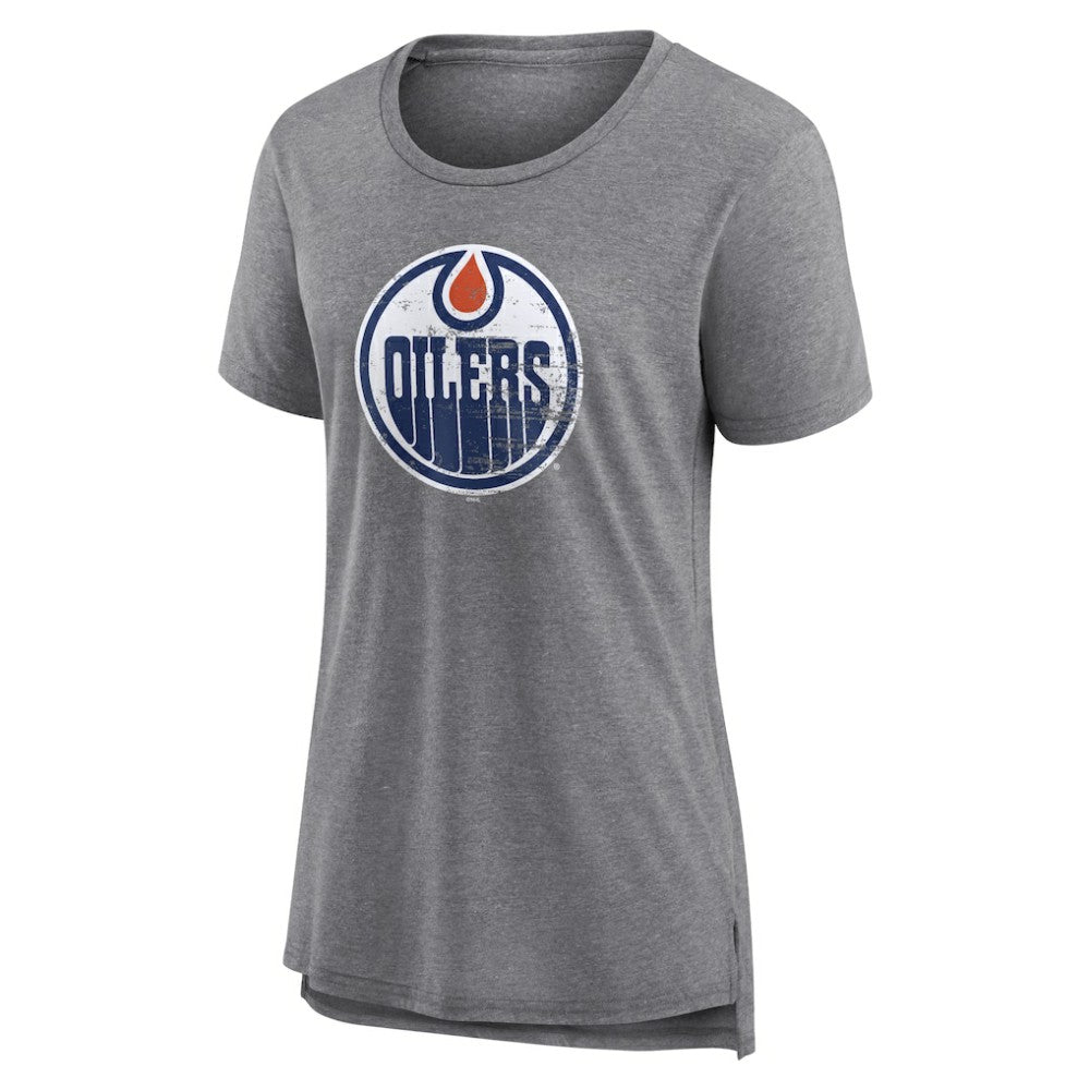 Edmonton Oilers Women's Heritage Custom Tri-Blend T-Shirt - Gray - NHL