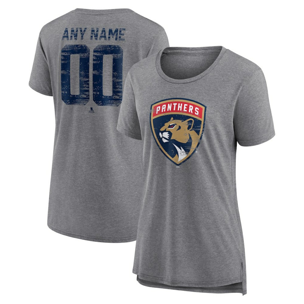 Florida Panthers Women's Heritage Custom Tri-Blend T-Shirt - Gray - NHL