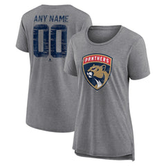 Florida Panthers Women's Heritage Custom Tri-Blend T-Shirt - Gray - NHL