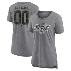 Los Angeles Kings Women's Heritage Custom Tri-Blend T-Shirt - Gray - NHL