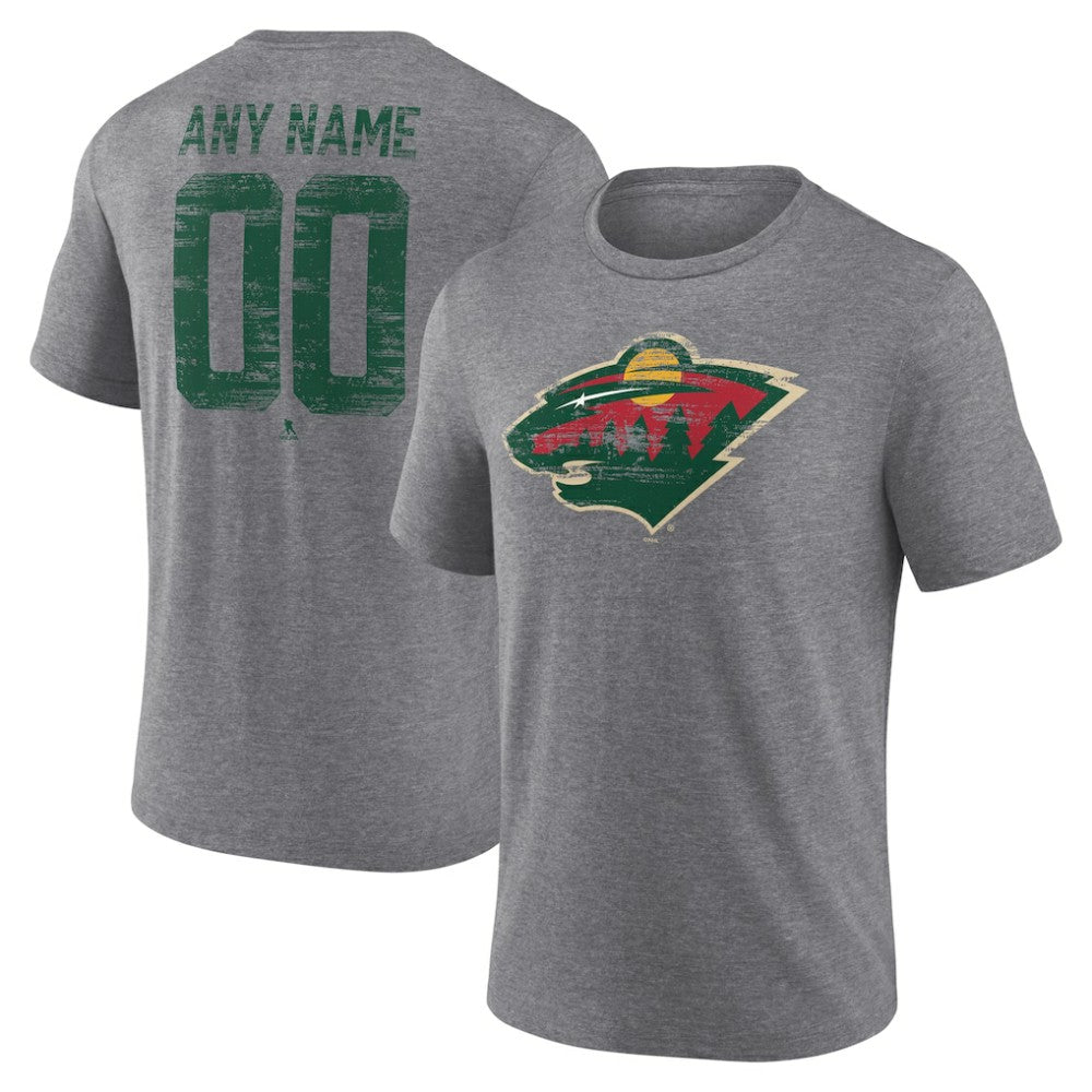 Minnesota Wild Heritage Custom Tri-Blend T-Shirt - Gray - NHL
