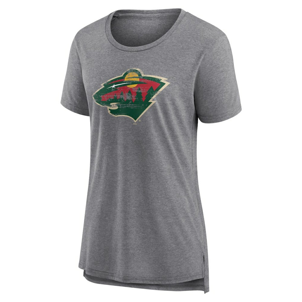 Minnesota Wild Women's Heritage Custom Tri-Blend T-Shirt - Gray - NHL