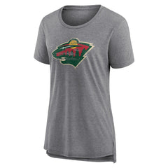 Minnesota Wild Women's Heritage Custom Tri-Blend T-Shirt - Gray - NHL