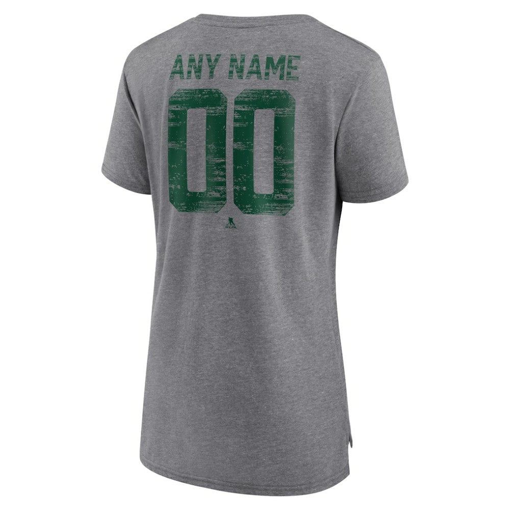 Minnesota Wild Women's Heritage Custom Tri-Blend T-Shirt - Gray - NHL