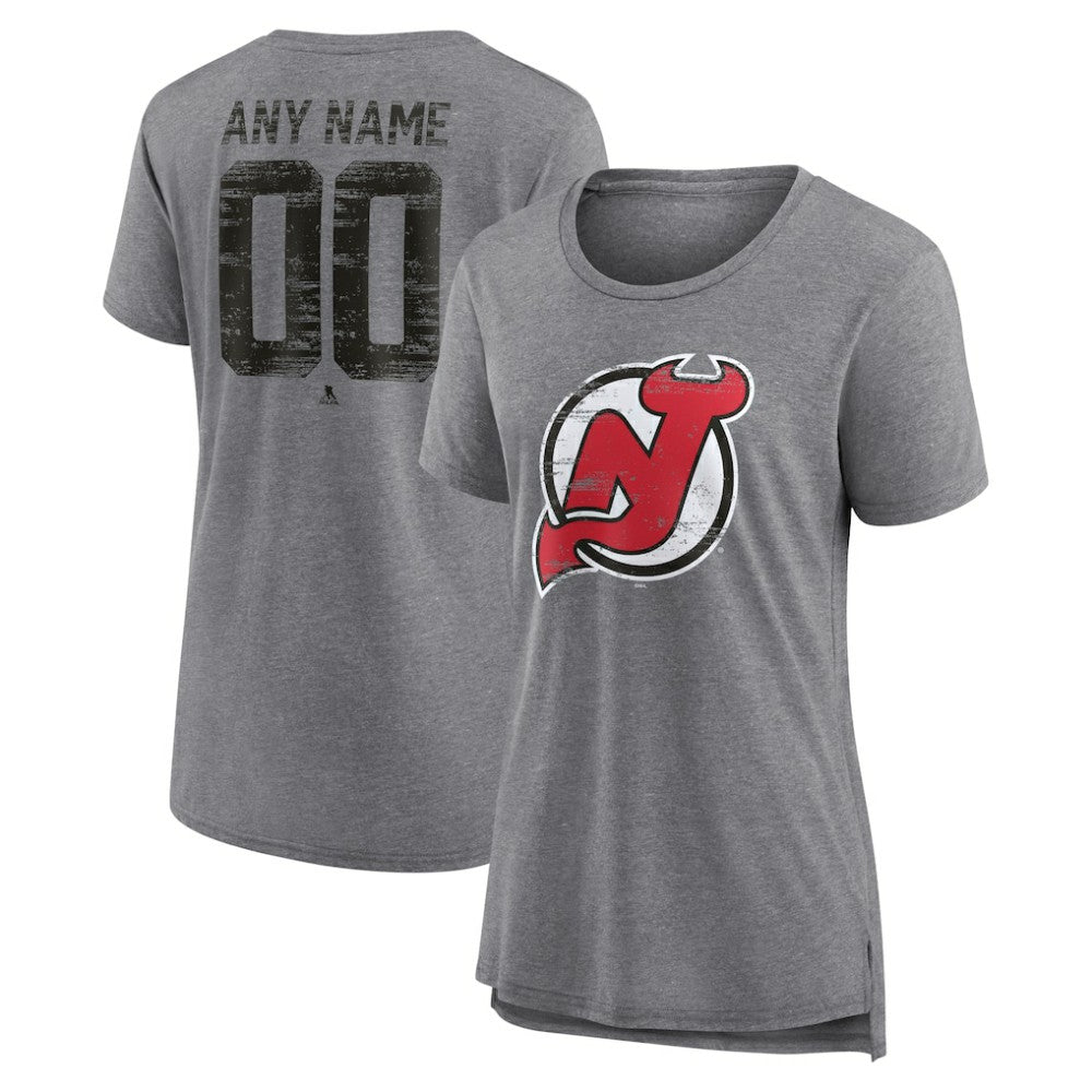 New Jersey Devils Women's Heritage Custom Tri-Blend T-Shirt - Gray - NHL