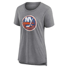 New York Islanders Women's Heritage Custom Tri-Blend T-Shirt - Gray - NHL