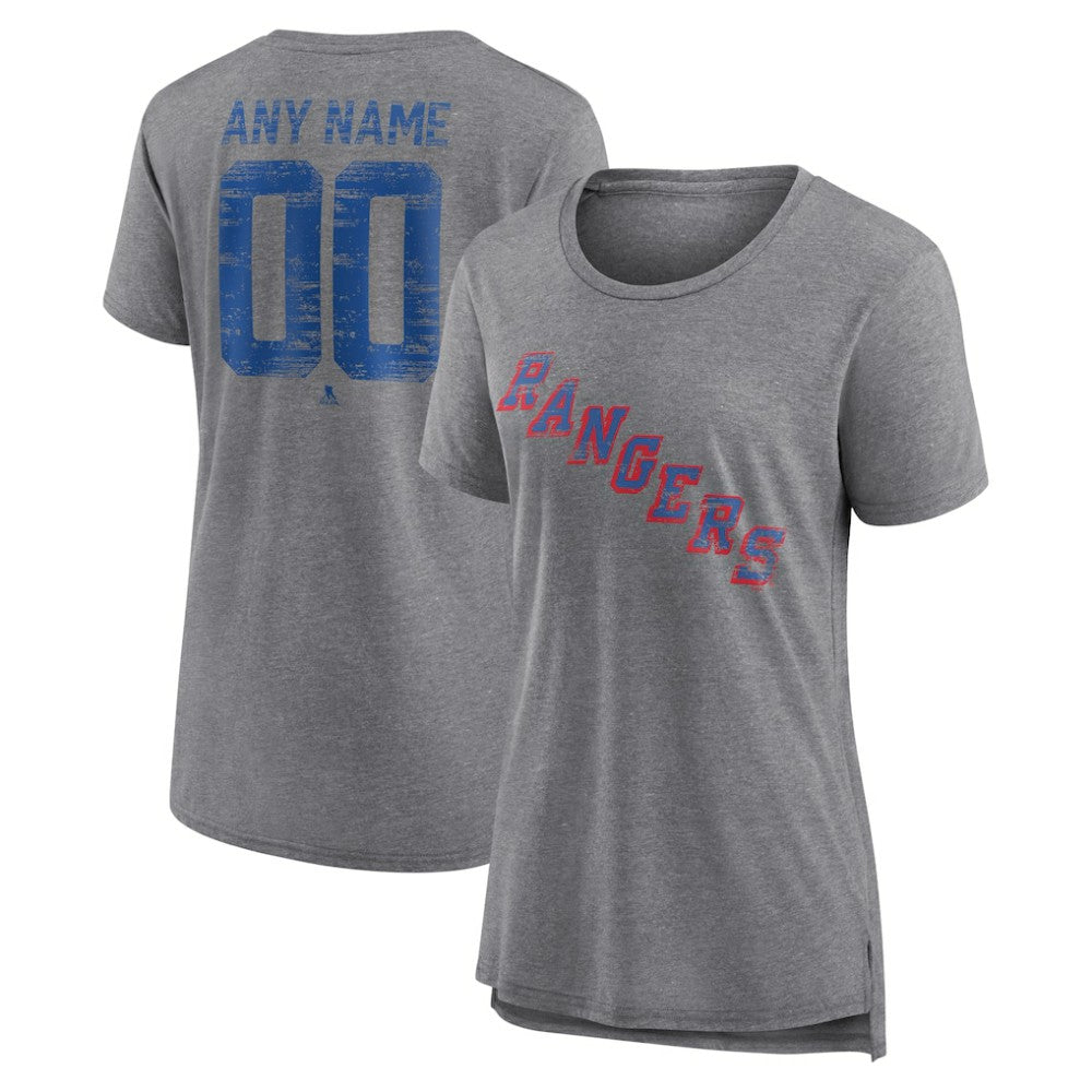 New York Rangers Women's Heritage Custom Tri-Blend T-Shirt - Gray - NHL
