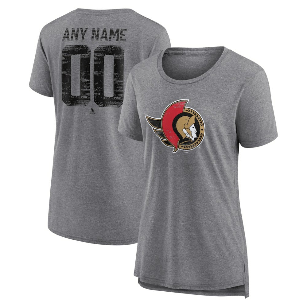 Ottawa Senators Women's Heritage Custom Tri-Blend T-Shirt - Gray - NHL