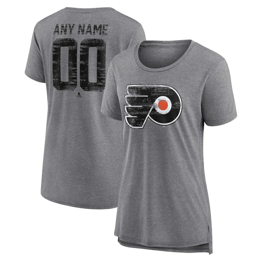 Philadelphia Flyers Women's Heritage Custom Tri-Blend T-Shirt - Gray - NHL