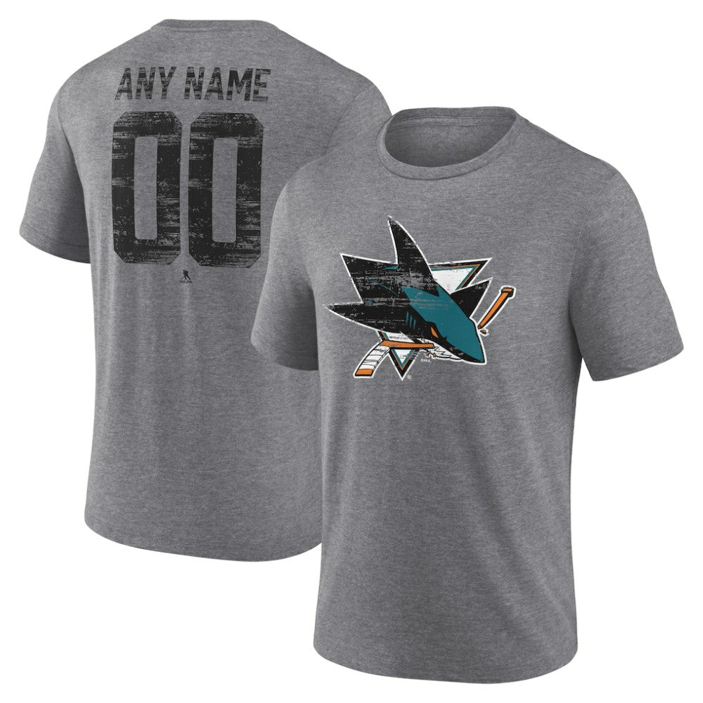 San Jose Sharks Heritage Custom Tri-Blend T-Shirt - Gray - NHL