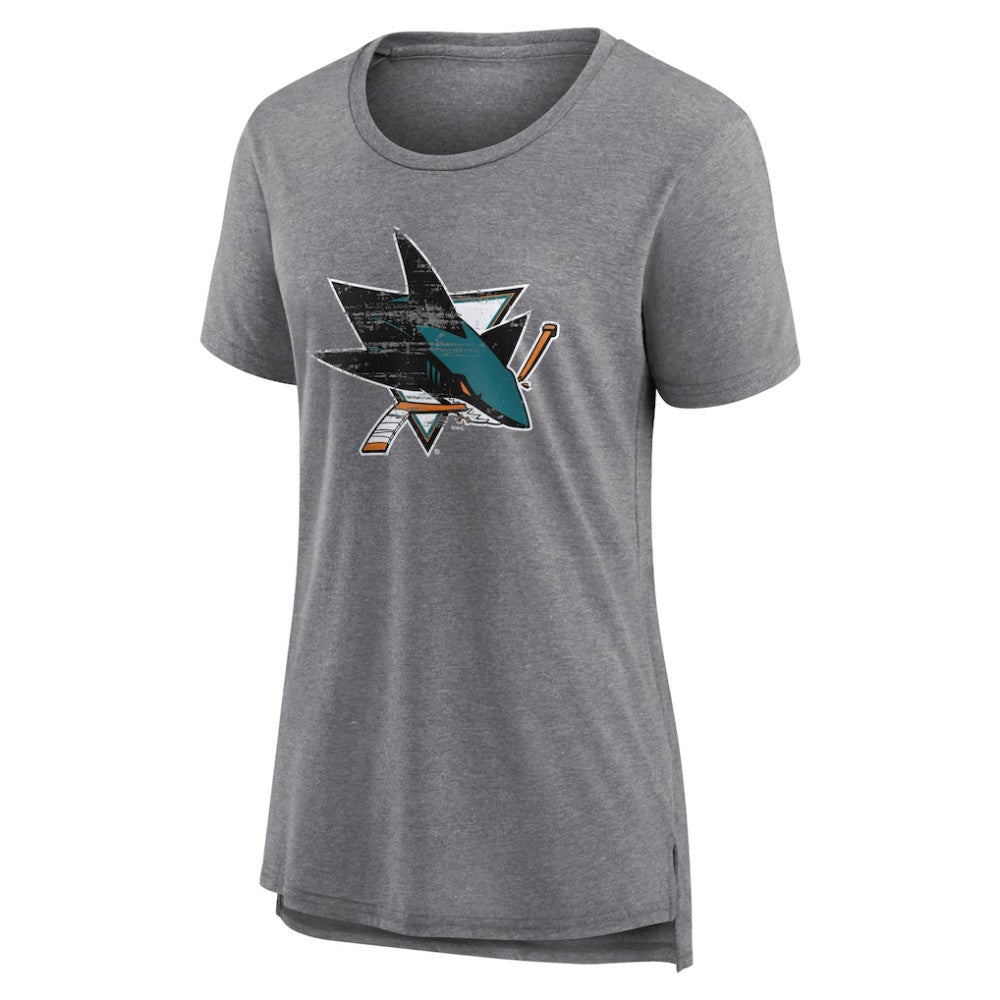 San Jose Sharks Women's Heritage Custom Tri-Blend T-Shirt - Gray - NHL