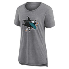 San Jose Sharks Women's Heritage Custom Tri-Blend T-Shirt - Gray - NHL