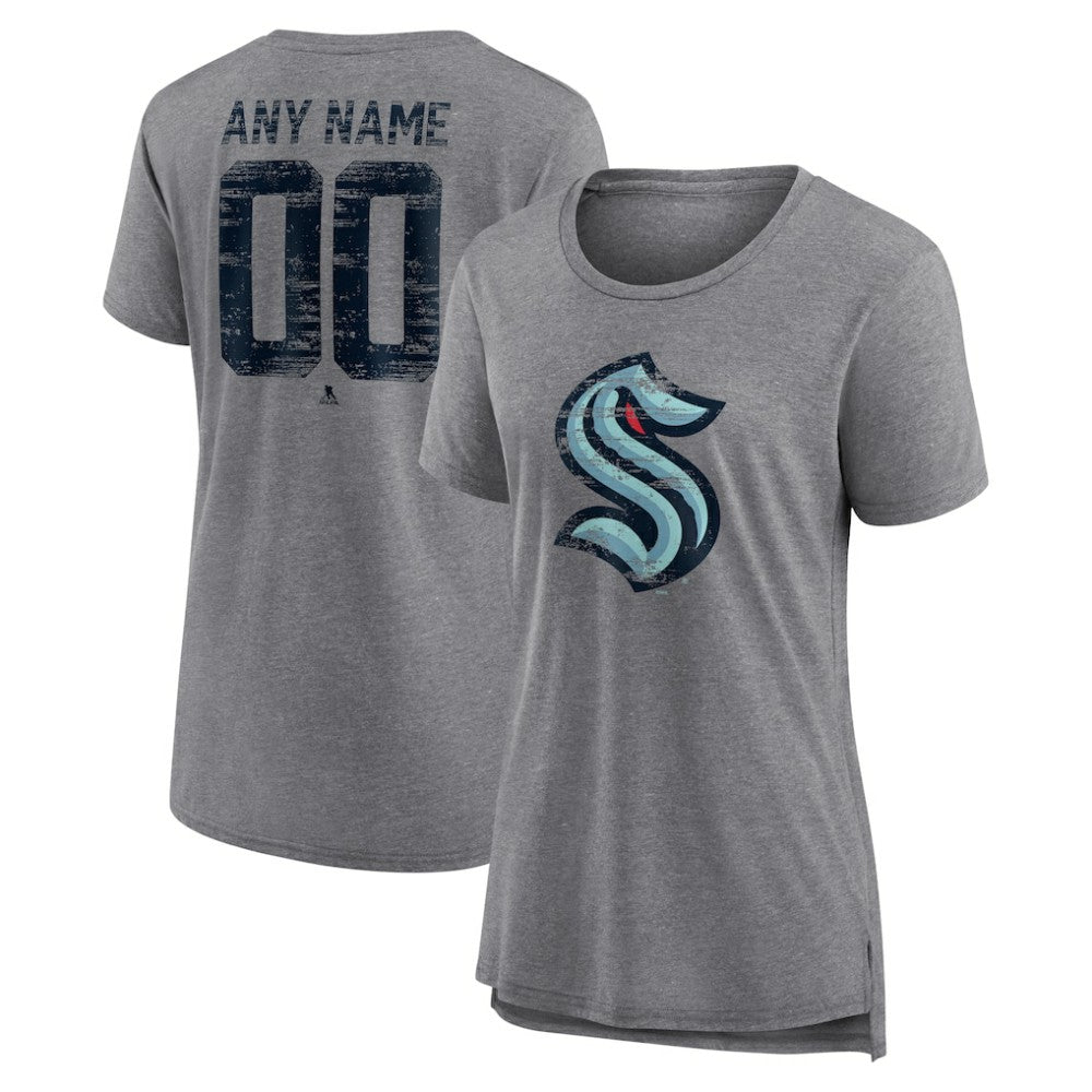 Seattle Kraken Women's Heritage Custom Tri-Blend T-Shirt - Gray - NHL