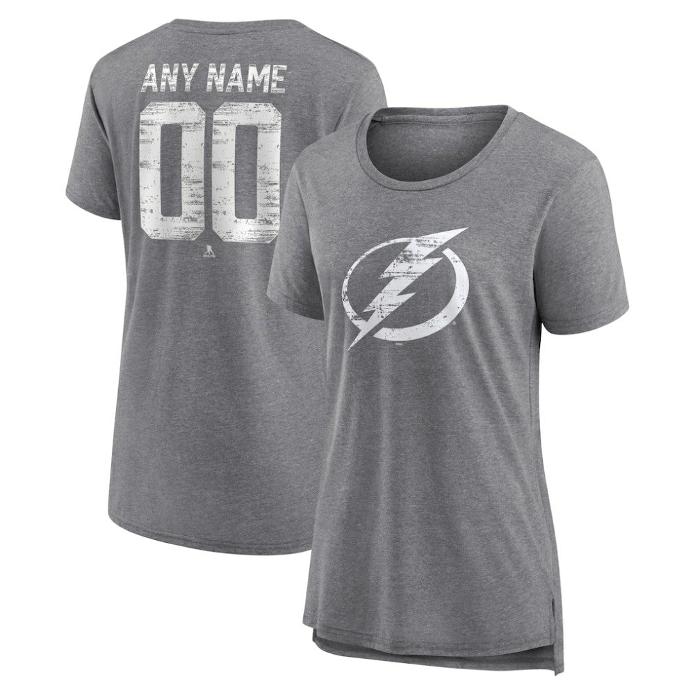 Tampa Bay Lightning Women's Heritage Custom Tri-Blend T-Shirt - Gray - NHL