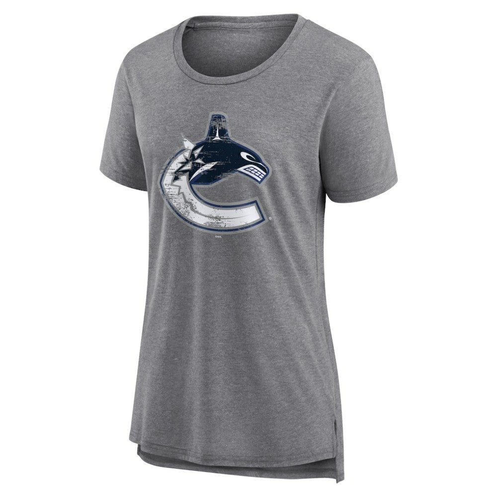Vancouver Canucks Women's Heritage Custom Tri-Blend T-Shirt - Gray - NHL