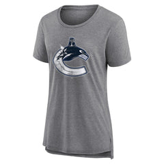 Vancouver Canucks Women's Heritage Custom Tri-Blend T-Shirt - Gray - NHL