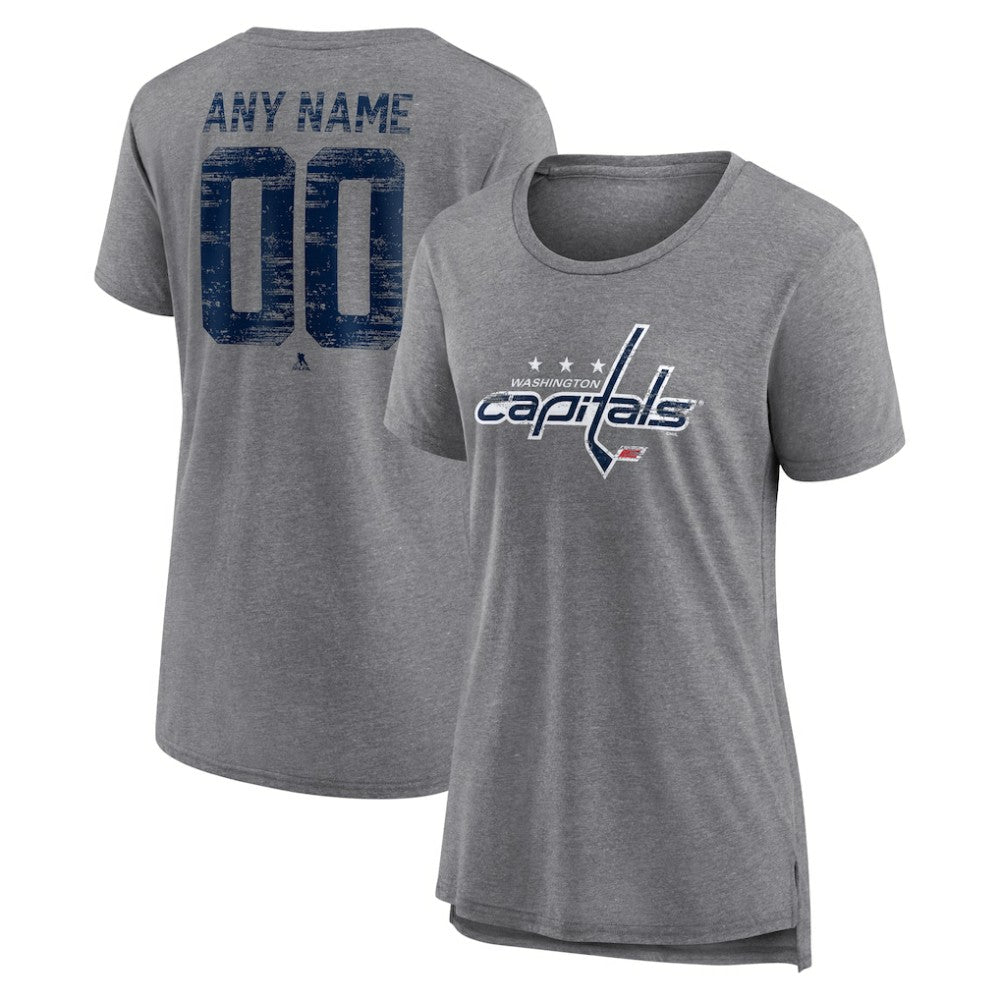 Washington Capitals Women's Heritage Custom Tri-Blend T-Shirt - Gray - NHL