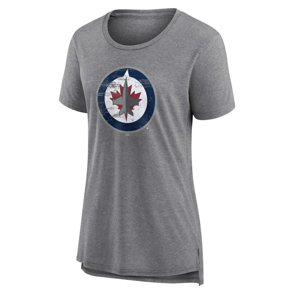 Winnipeg Jets Women's Heritage Custom Tri-Blend T-Shirt - Gray - NHL