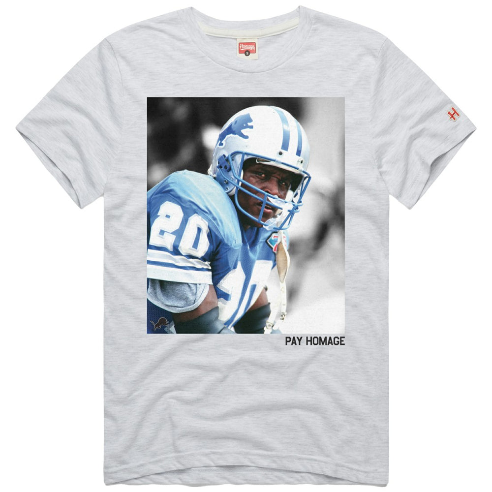 Barry Sanders Detroit Lions Homage Unisex Pay Homage Tri-Blend T-Shirt Ash | NFL