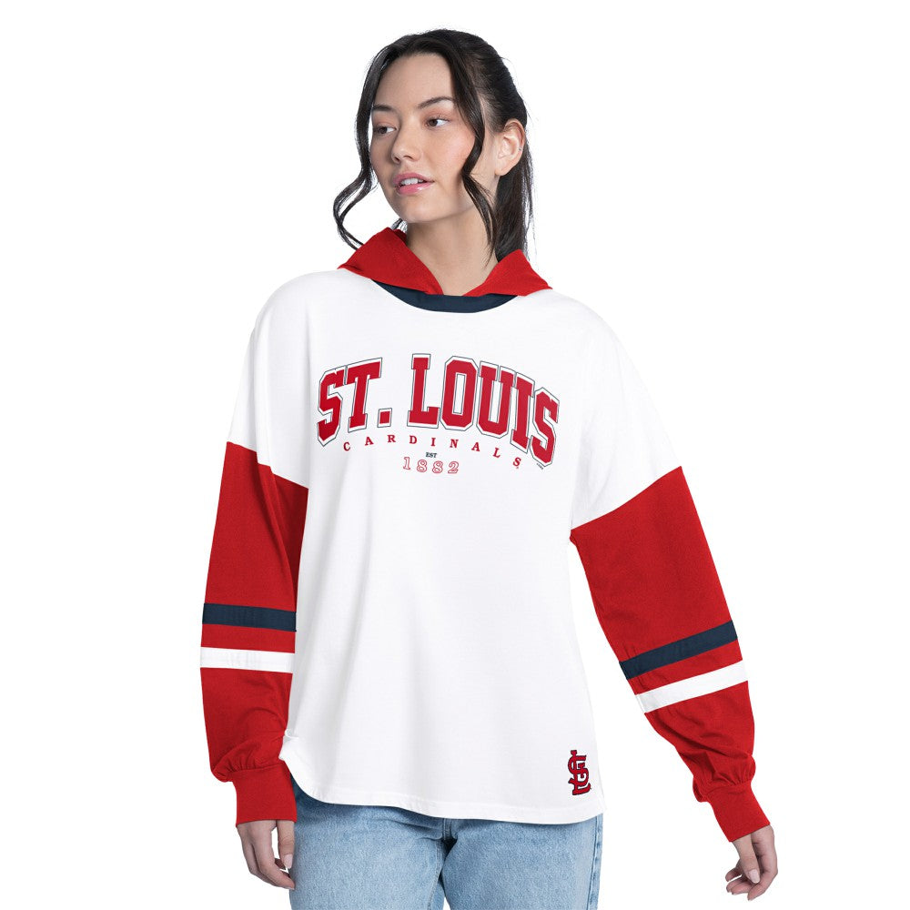 St. Louis Cardinals G-III 4Her by Carl Banks Women's Key Player Oversized Hooded Long Sleeve T-Shirt - MLB