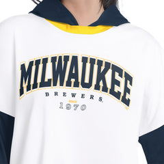 Milwaukee Brewers G-III 4Her by Carl Banks Women's Key Player Oversized Hooded Long Sleeve T-Shirt - MLB