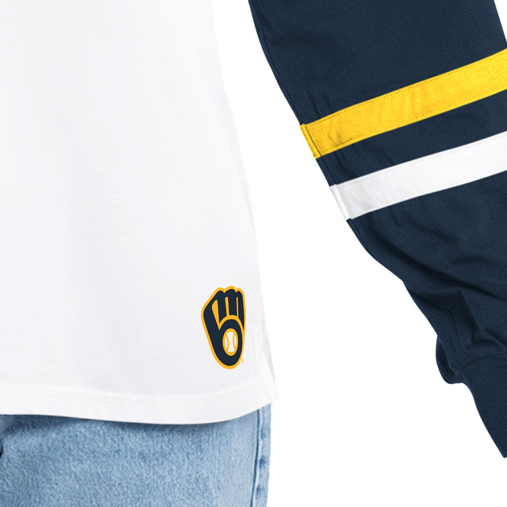 Milwaukee Brewers G-III 4Her by Carl Banks Women's Key Player Oversized Hooded Long Sleeve T-Shirt - MLB