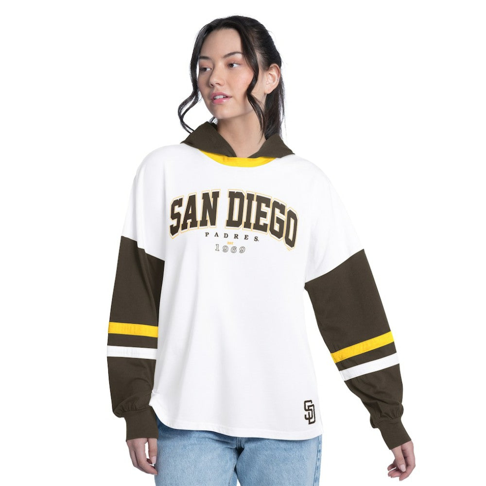 San Diego Padres G-III 4Her by Carl Banks Women's Key Player Oversized Hooded Long Sleeve T-Shirt - MLB
