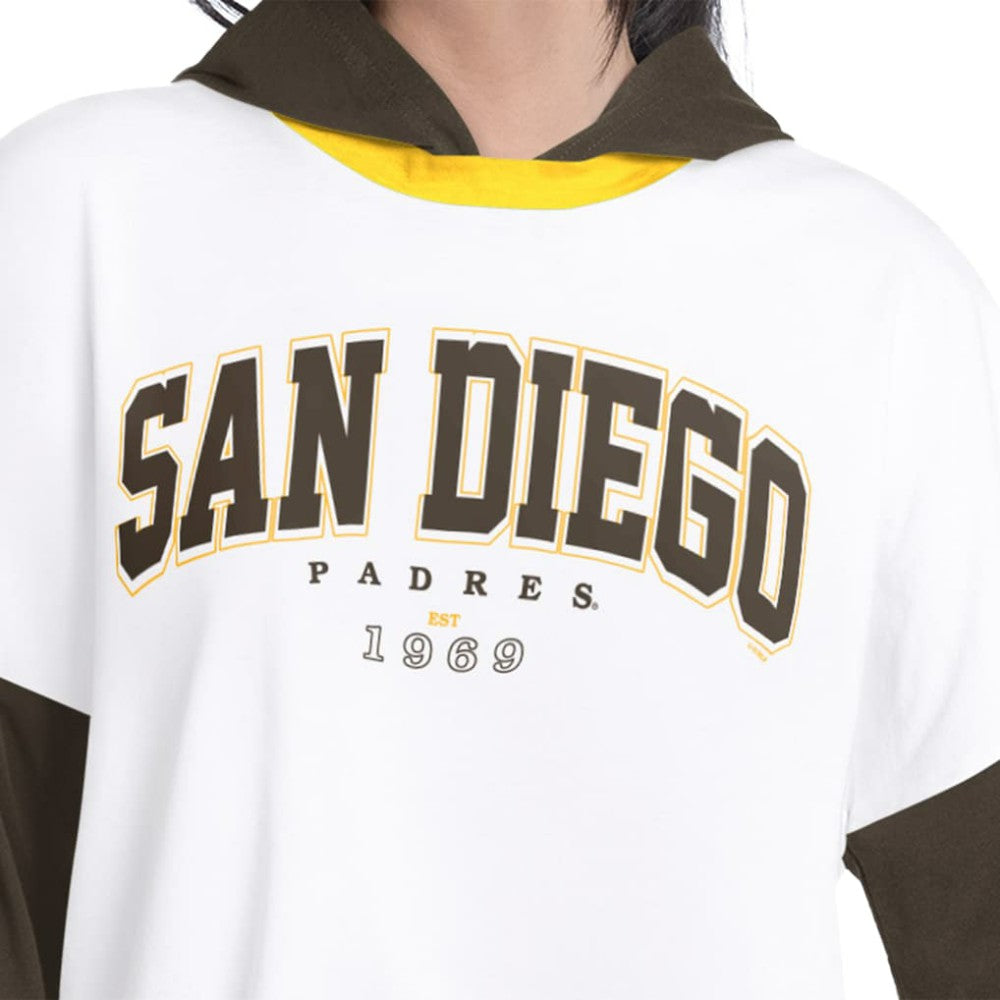 San Diego Padres G-III 4Her by Carl Banks Women's Key Player Oversized Hooded Long Sleeve T-Shirt - MLB