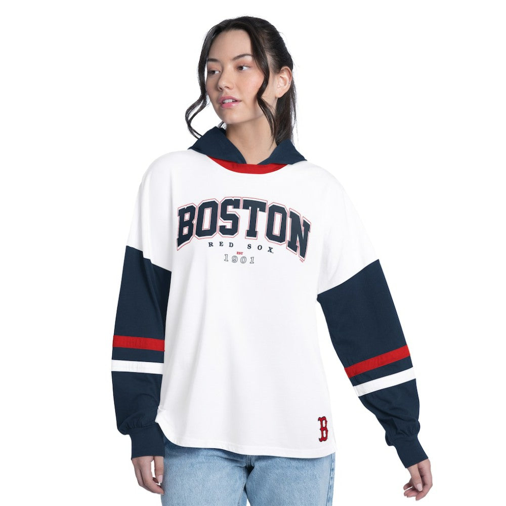 Boston Red Sox G-III 4Her by Carl Banks Women's Key Player Oversized Hooded Long Sleeve T-Shirt - MLB